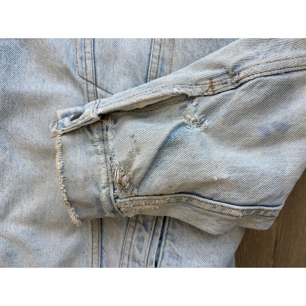 Vintage Levis Sherpa denim trucker Jacket Mens XL Made USA Distressed - Picture 6 of 10
